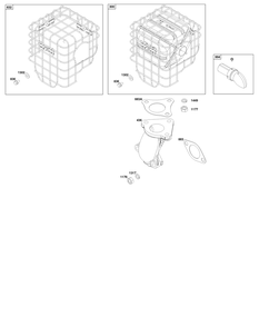 Exhaust Group Diagram and Parts List for 25V337-0035-J1 200000 - 399999 Briggs and Stratton Engine